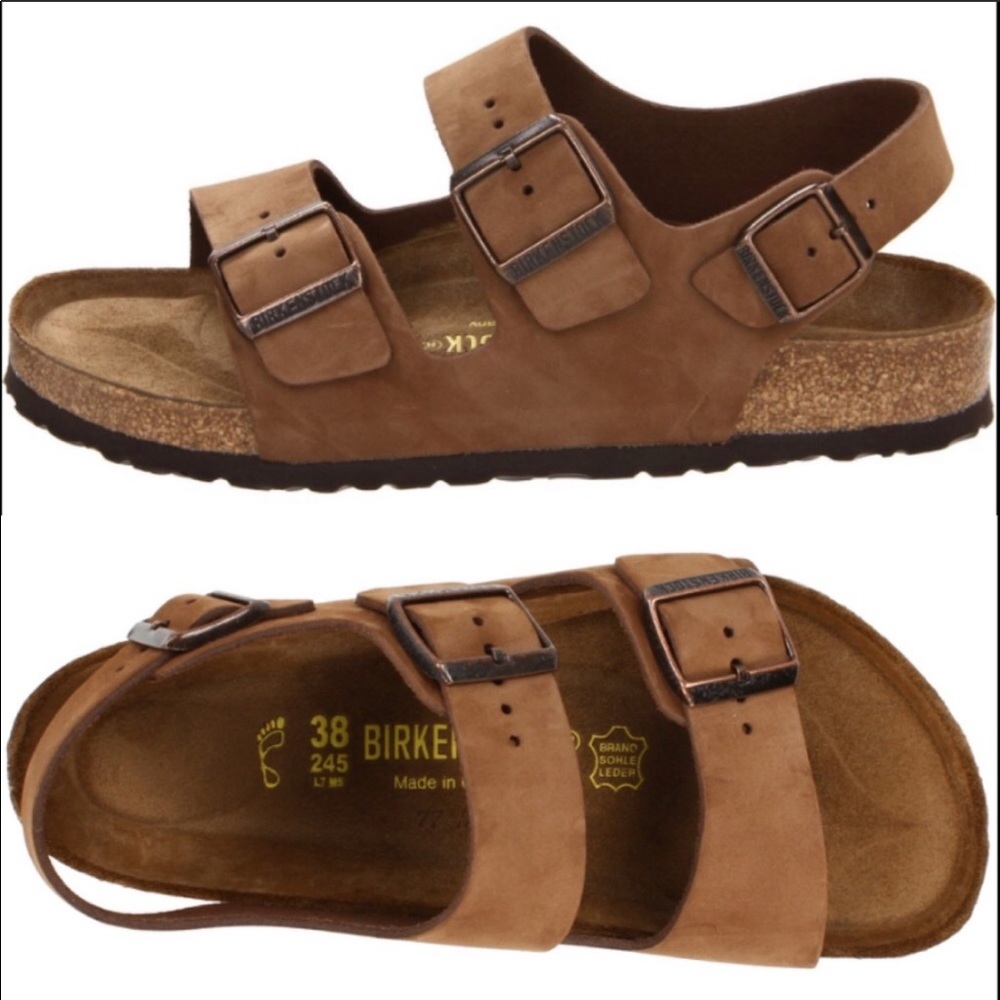Birkenstock Milano Cocoa Nubuck Leather Sandals